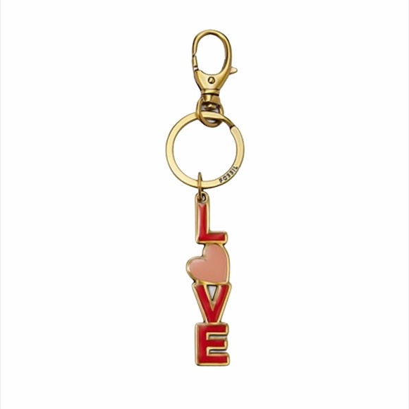 Fossil Sofia Key Love Key Chain, Orange, Pink - Picture 2 of 6